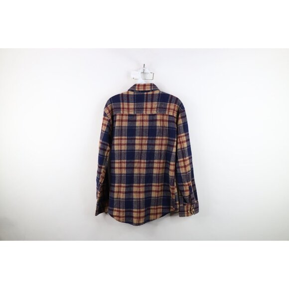 Vtg 70s 80s Streetwear Mens Medium Wool Blend Knit Collared Button Shirt Plaid - Picture 9 of 11